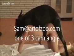 Dirty black cock sluts assumes the doggy position for hardcore beastiality sex with a dog